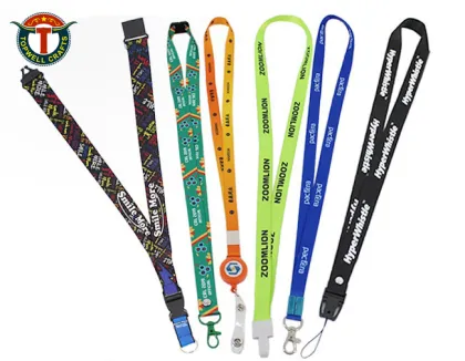 Medal polyester Lanyard custom printed elastic satin ribbon