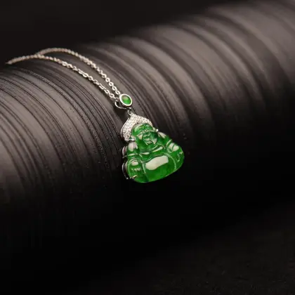 Jade Laughing Buddha Pendant Chinese Classical