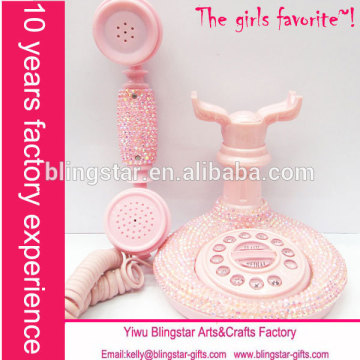 Hot selling wholesale water closet wired diamond crystal rhinestone telephone
