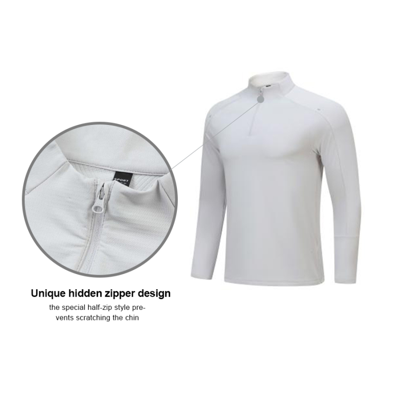 Mens 1/4 Zip Solid Color Long Sleeve Athletic Shirt