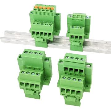 15mm Din Rail αρσενικό και βύσμα A ή B TYPE Θηλυκό ελατήριο Βήμα σύνδεσης μπλοκ ακροδεκτών 3,81mm