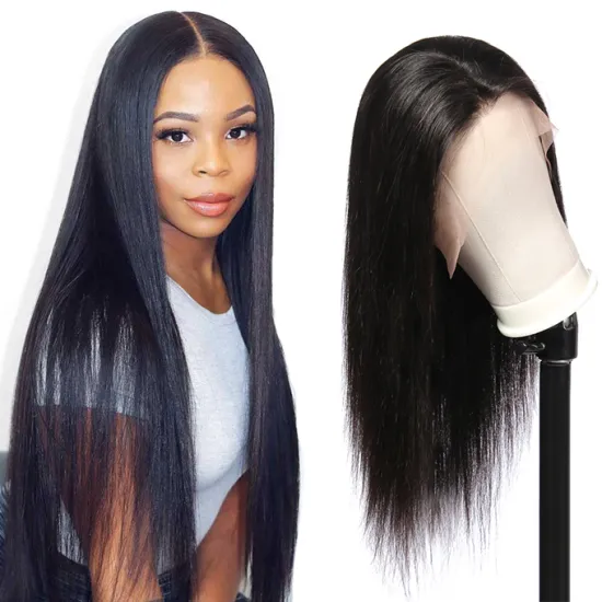 Human Hair Lace Front Wig Remy HD Lace Wigs for Black Women Brazilian Virgin Natural Black  Wholesale Transparent Swiss