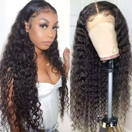 Wholesale 4X4 13X4 Deep Wave Lace Front Wig Cheap Vietnamese Curly Human Hair Pre Plucked Transparent Lace Human Hair Wig