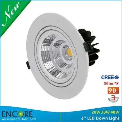 40W 93Ra Dimmable Gimbal 6 Inch CREE High Brightness LED Ceiling Down Light