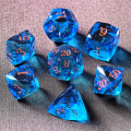 Crystal Multifaceted Polyhedral Dice Set 7 PCS for DND, RPG Tabletop Gaming, Collectors | Tinbox Packing, Gemstone Effect Dice