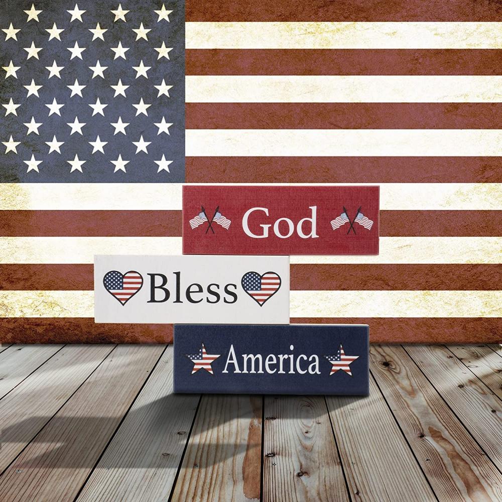 God Bless America Wood Blocks