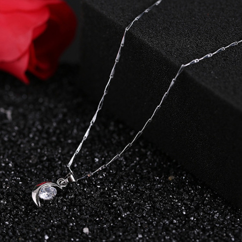 Prata zircão simples colar de joias de casamento