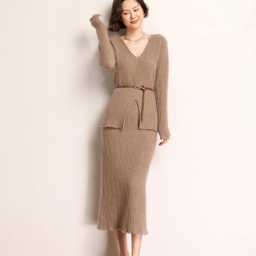 Cashmere knitted dress suit for women