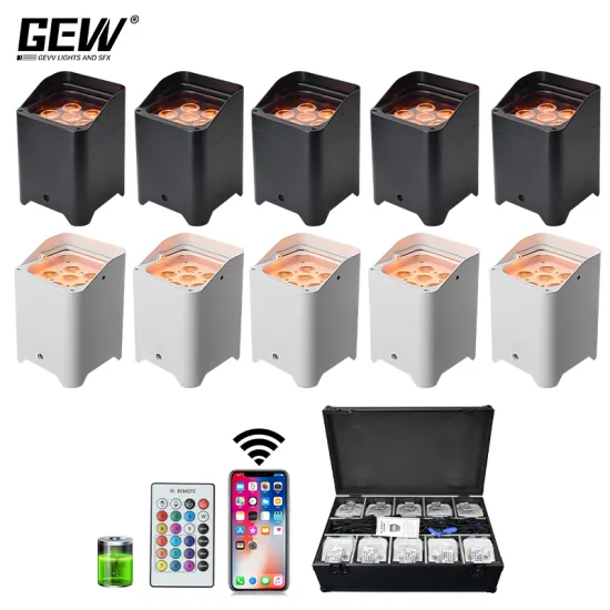 10pcs 6x18w RGBAW UV 6in LED Uplight Par Can Lights for Disco Party & Wedding