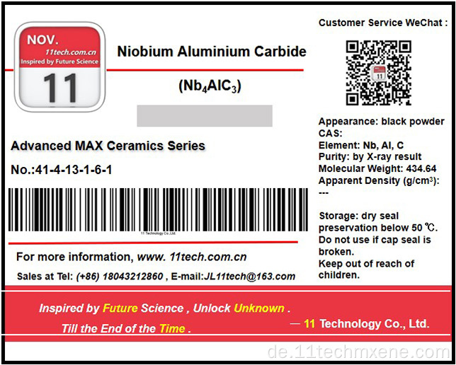 Superfine Niobium Aluminium Carbid Max NB4ALC3 Pulver