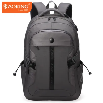AOKING custom black multifunction laptop backpack bag men's business rucksack backpack USB charging