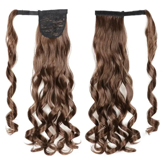 Wholesale Natural Color 20 Inch Chorliss Messy Curly Wrap Around Blonde Ponytails Afro Kinky Synthetic Ponytail Hair Extensions