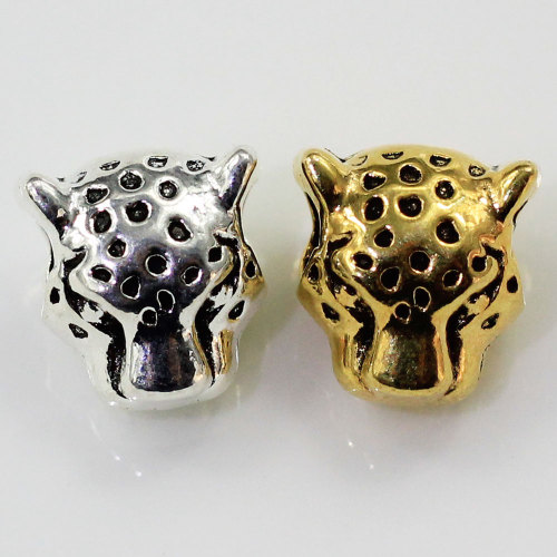 High Quality Alloy 12mm Animal Leopard Head Beads European Spacer Big Hole Beads Charms For Handmade Bracelet Jewelry Making