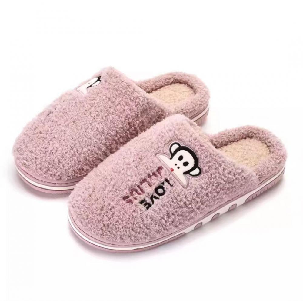 Zapatillas de peluche de mono de boca sencilla