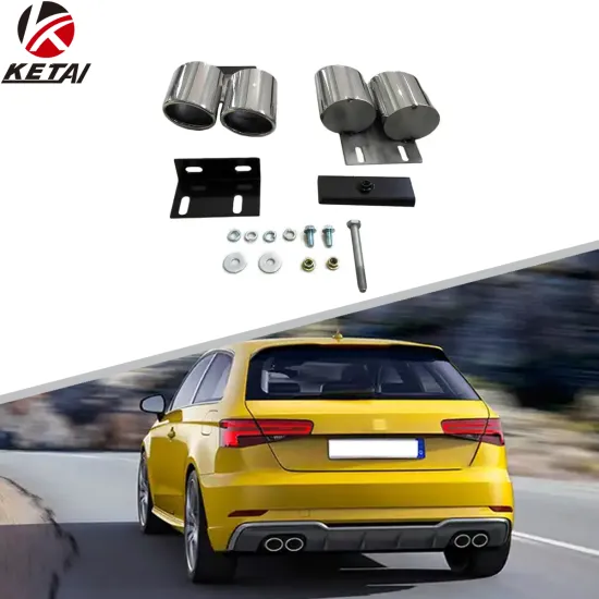 Stainless Steel S3 Style Car Rear Bumper Tail Pipe Downpipe Accessories for AUDI A3 (2013-2020)