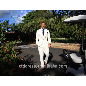 Wholesale Custom Fashion White 100% Linen one Button Business Men Linen Suits