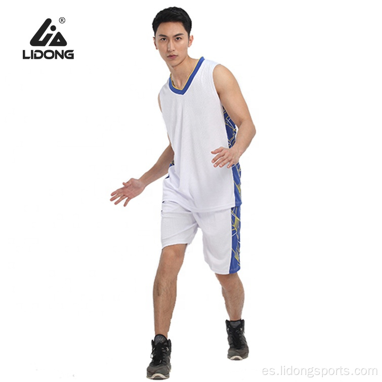 Uniforme de baloncesto de moda en blanco en blanco al por mayor