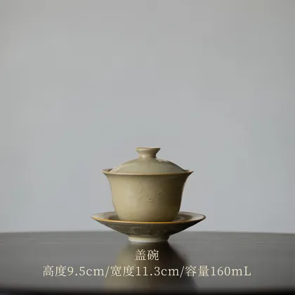 Jingdezhen Ding Ware Yellow Sancai Gaiwan Tea Cup