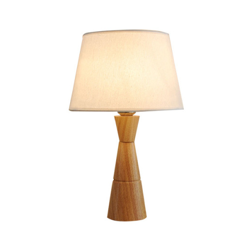 LEDER Kleine Holztischlampe