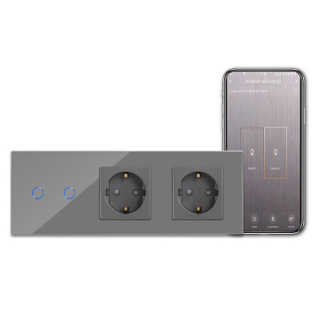 Bingoelec Triple Glass Screen Touch Panel - 228mm Smart WiFi Wall Touch Switch with Double Power Socket Plug for Smart Home