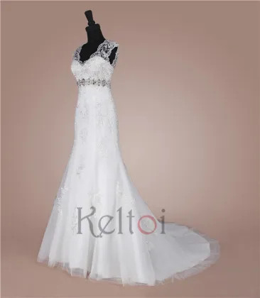 A line sweep train italian decent wedding dress