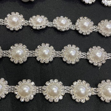 DIY Garment Decorations: WHATSTONE Sew-On Pearl Rhinestone Chain - Perfect Wedding Accessories and Craft Trim