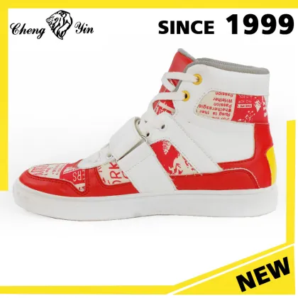 2017 White and Red Style Quality leather Casual Laces Ankle Boots