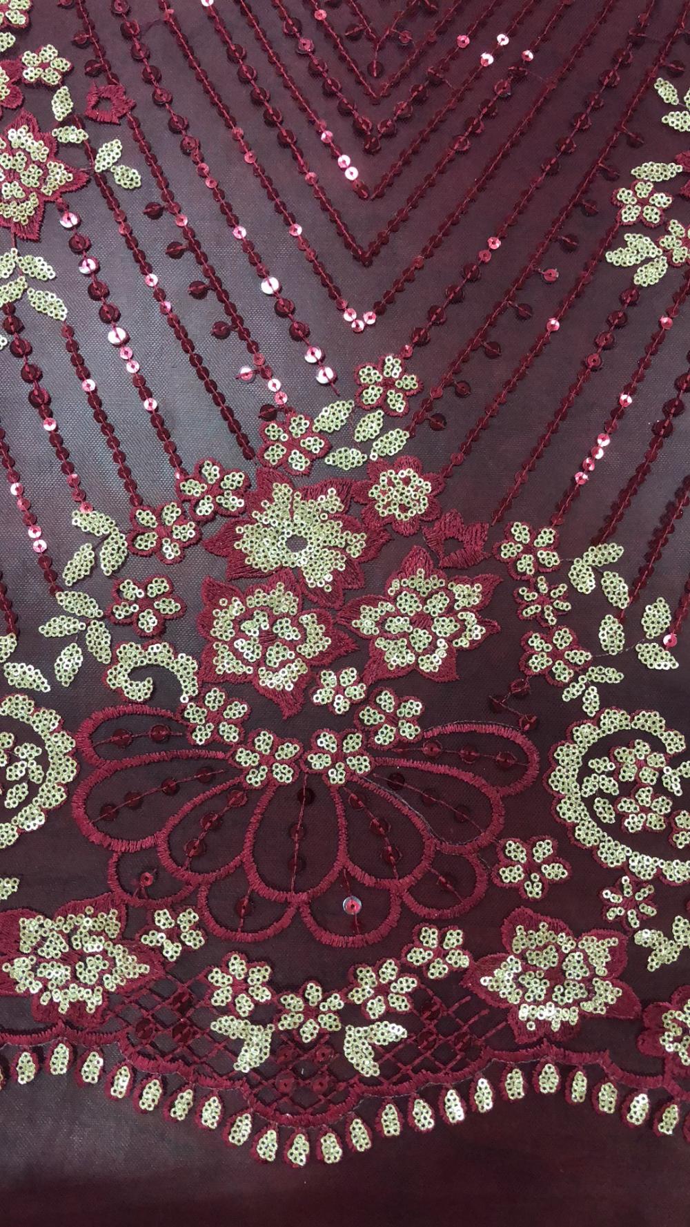 Golden petals sequin mesh embroider Fabric