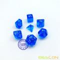 Bescon Mini Translucent Polyhedral RPG Dice Set 10MM, Small RPG Role Playing Game Dice Set D4-D20 in Tube, Transparent Blue