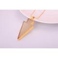 Raw Natural Gem Stone Gilding Arrowhead Pendant Necklace Rose Quartz Amethyst