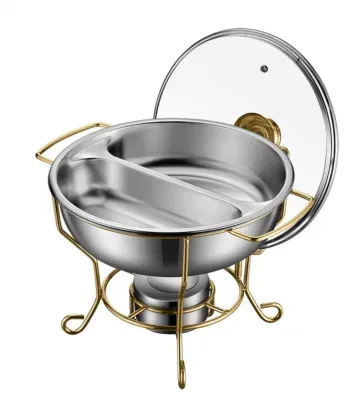 Cookware Hot Pot Buffet Stove 3.5L Jazz Cover Golden Chafing Dish Thickened