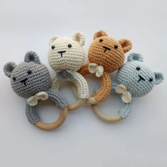 DIY Crochet Baby Teether Knitting Bear Plush Toy Baby Comfort Supply