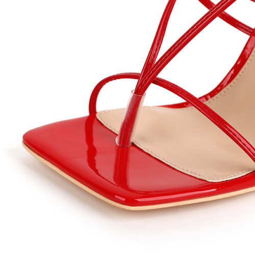 Toe-Strap Lace-Up Stiletto Sandals