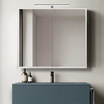 Double Door Aluminum Bathroom Mirror Cabinet
