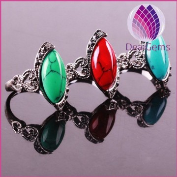 Hot sale natural turquoise tibetan silver ring
