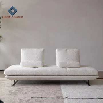 New France Designer Living Room White Fabric Sofa with Movable Backrest Furniture