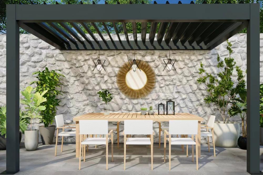 Modern pergola waterproof louvered roof covers for backyard