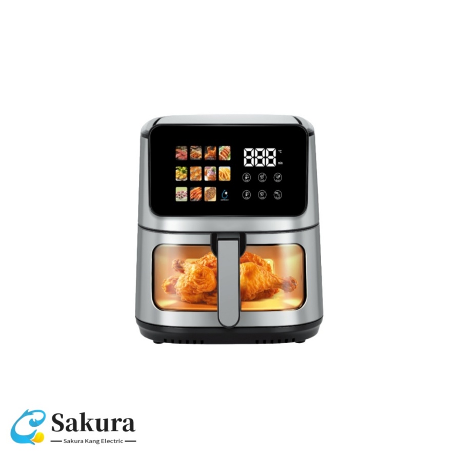 مقلاة هوائية سعة 8 لتر مع وعاء فردي بشاشة مستقيمة