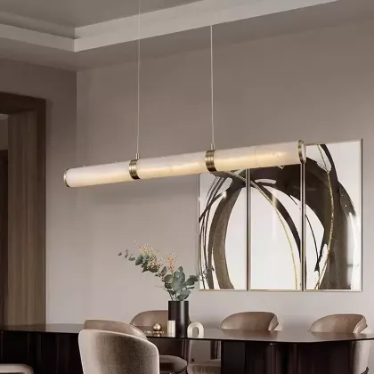 Modern Restaurant Bar Jade Lighting with Custom Alabaster Chandeliers and Pendant Lighting