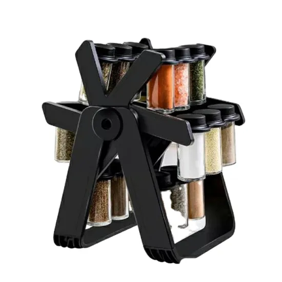 High-Quality Flavor Shelf Set: 18 Cans of Seasoning Bottles & Rotating Ferris Wheel Spice Jar with Rack