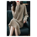 Lace half turtleneck knit dress for women