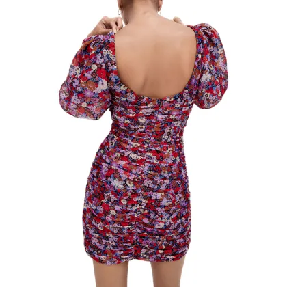 2022 lady dress Printed pleated dress lady dress