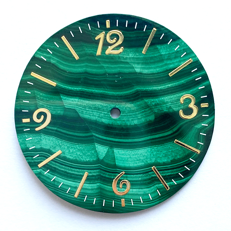 Dial de relógio de pedra preciosa do pavão verde