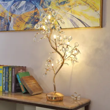 Crystal Table Lamp for Bedroom and Living Room - LED Bedside Decorative Lamp for Reading