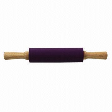Silicone RollinG Pin with wooden handle, stainless steel body