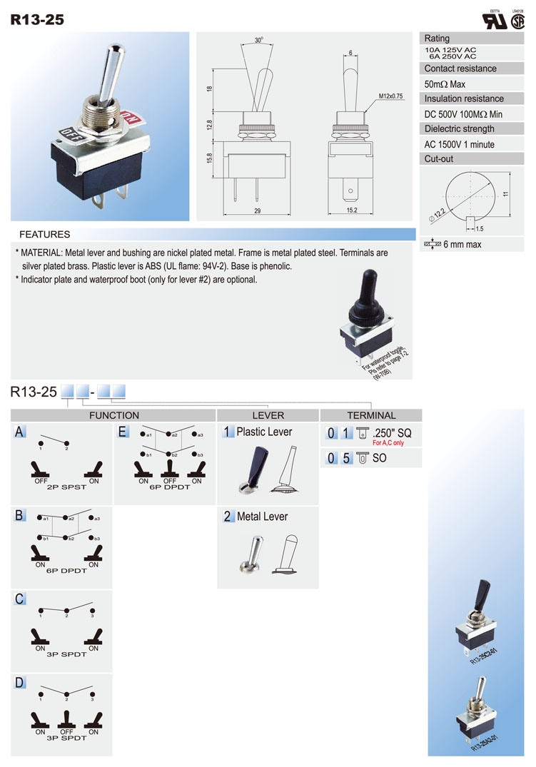 Waterproof Toggle Switches