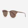 Round Acetate And Metal Combined Unisex Sunglasses 23A8054