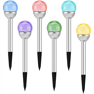 Outdoor LED Color-Changing Lawn & Garden Lights with Crackle Glass Solar Technology