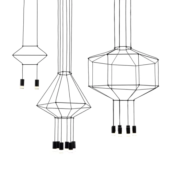 Nordic Style Wireflow Linear Suspension Lamps for Bar and Restaurant Decor