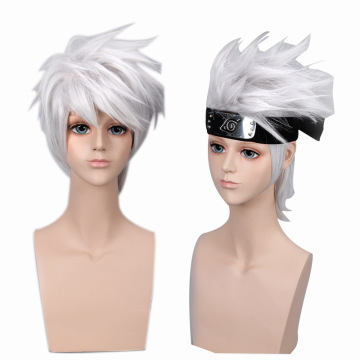 Anime mu fei murah berkualitas tinggi wig cosplay putih perak gelap
